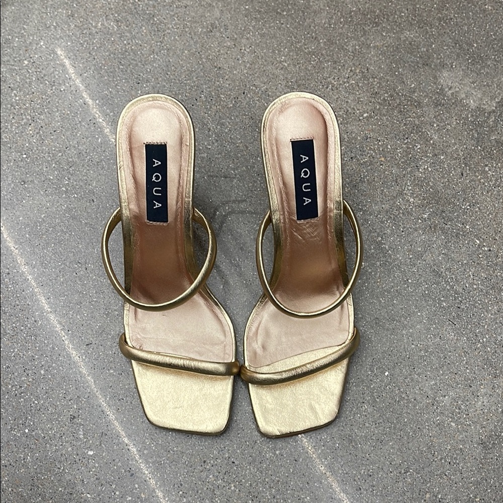 Aqua Bloomingdale’s brand.  Gold Women's Heeled Sandals
